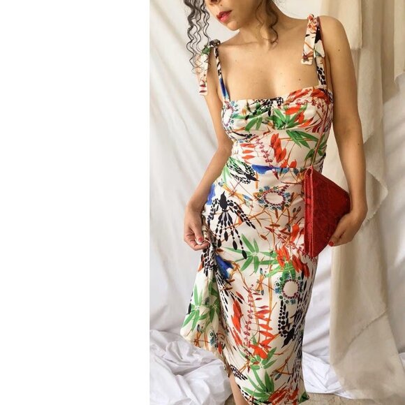 Diane von Furstenberg DVF Adeline Silk Floral Midi Dress Womens Size 2 - Picture 1 of 13
